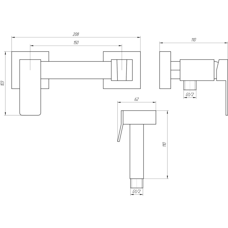 Смеситель гигиенический Globus Lux Niagara GLN-5-106MIX 