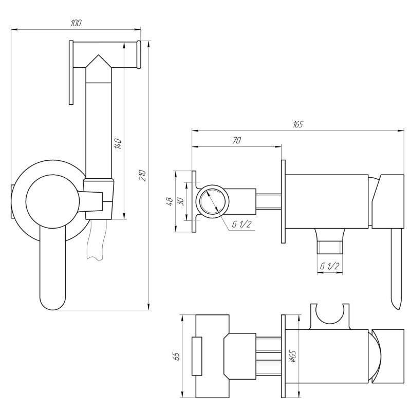 Смеситель гигиенический TOPAZ CORSICA TC 16106-H48 