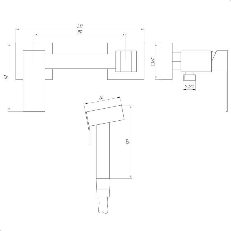 Змішувач гігієнічний Globus Lux WIEN SBQ-5-106MIX-SS 