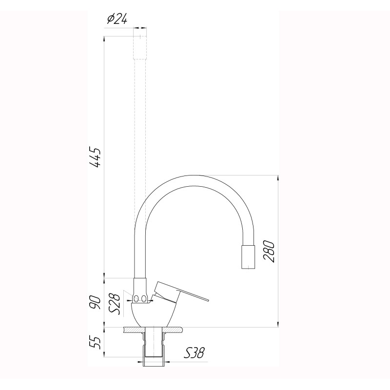 Змішувач для кухні Globus Lux MAIN SM-203SB 