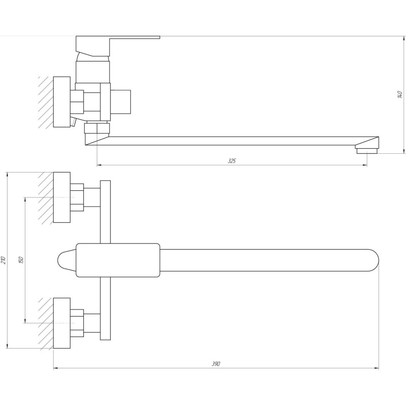 Змішувач для ванної Globus Lux Milano GLM-0208N-11-Graphite-EURO