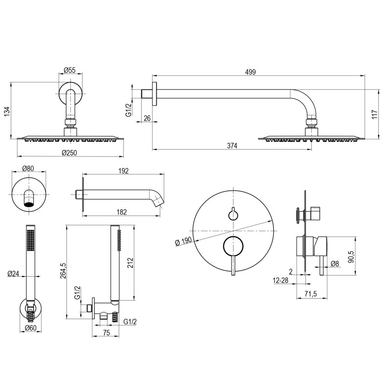 Душевая система TOPAZ LOFT TLF 32115-H39-C-Smart встроена