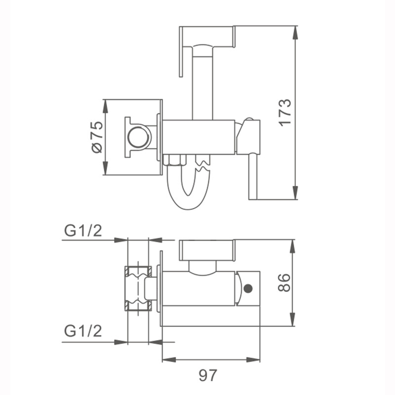 Змішувач гігієнічний Globus Lux LAZER Pro GLPR-0-106MIX 