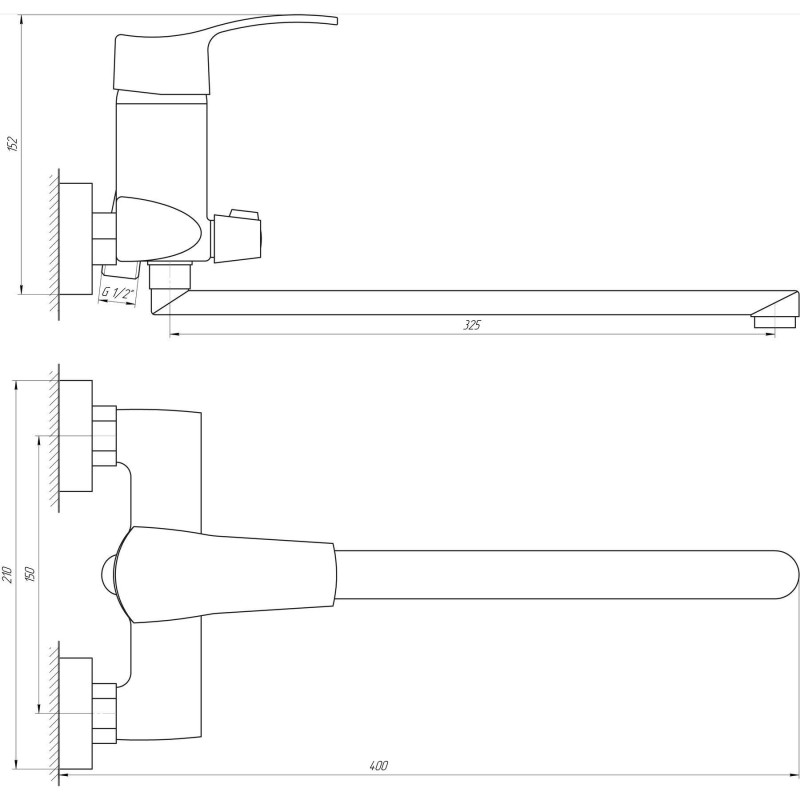 Смеситель для ванной Globus Lux QUEENSLAND GLQU-0208 EURO