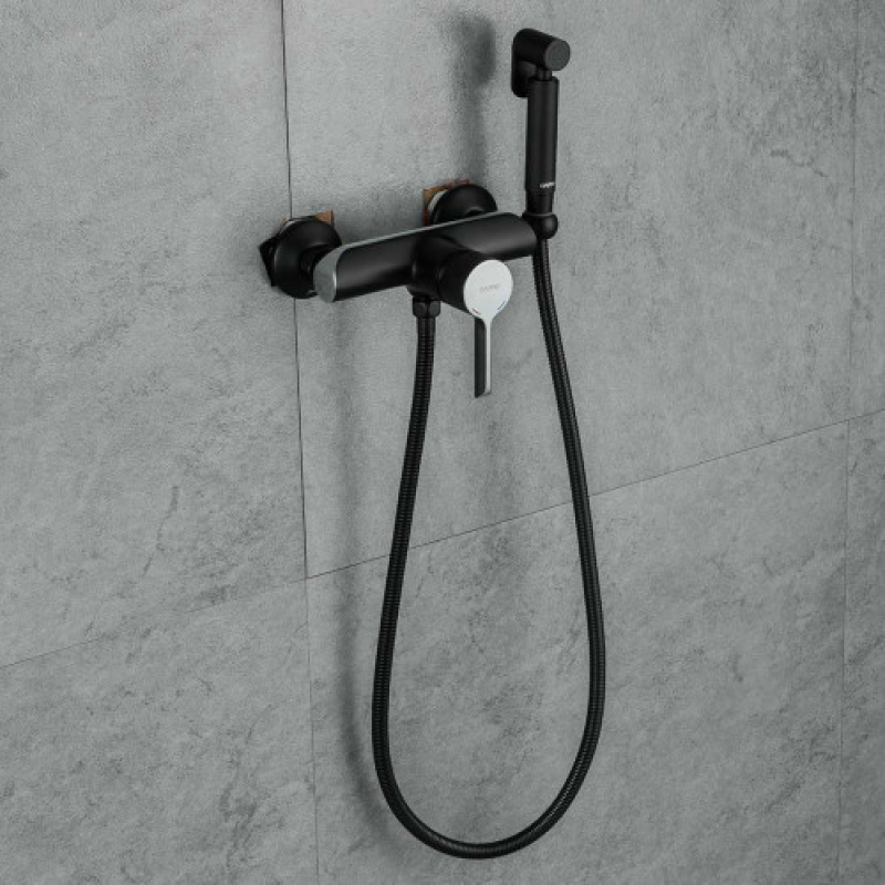 Змішувач для душу GAPPO G2003-6, з гігієнічною лійкою, чорний/хром 