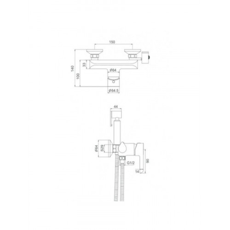 Змішувач для душу GAPPO G2003-8 (з гігієнічною лійкою, білий/хром)