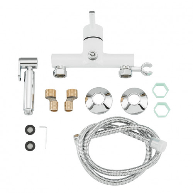 Змішувач для душу GAPPO G2003-8 (з гігієнічною лійкою, білий/хром)