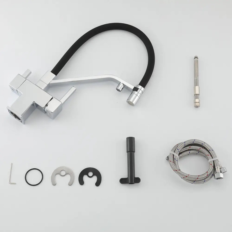 G4395-60 кухня під осмос одноваж. вис. силікон. вилив лат. шпилька Ø35 (хром/чорний) {8/1}