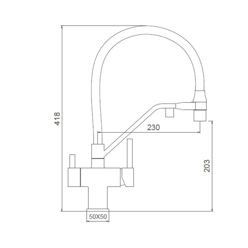 G4395-66 кухня под осмос одновес. выс. силикон. излил лат. шпилька Ø35 (черный) {8/1}