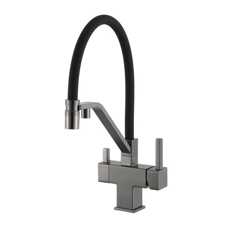 G4395-69 кухня под осмос одновес. выс. силикон. излил лат. шпилька Ø35 (серый Gungrey/черный) {8/1}