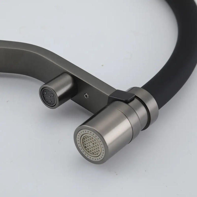 G4395-69 кухня под осмос одновес. выс. силикон. излил лат. шпилька Ø35 (серый Gungrey/черный) {8/1}