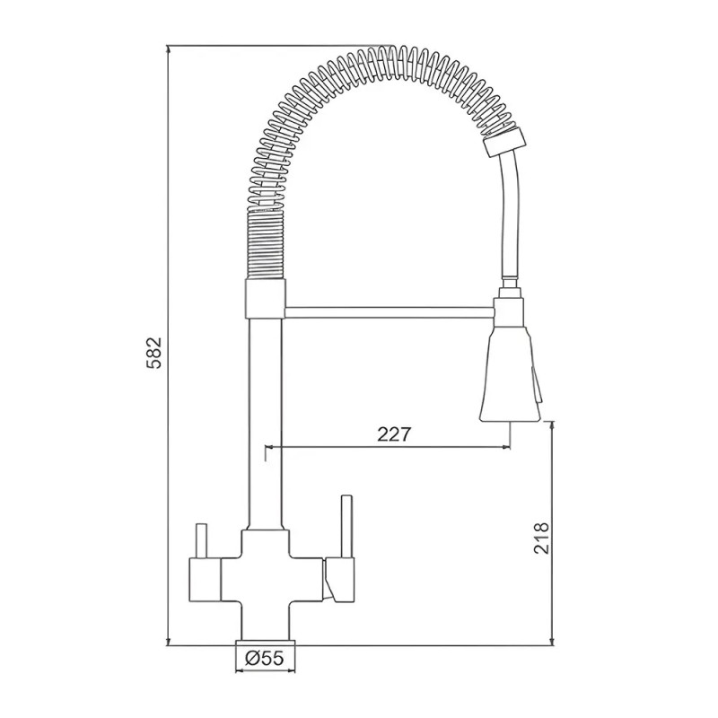 G4398-69 кухня под осмос одновес. выс. силикон. излил лат. шпилька Ø35 (серый Gungrey) {8/1}