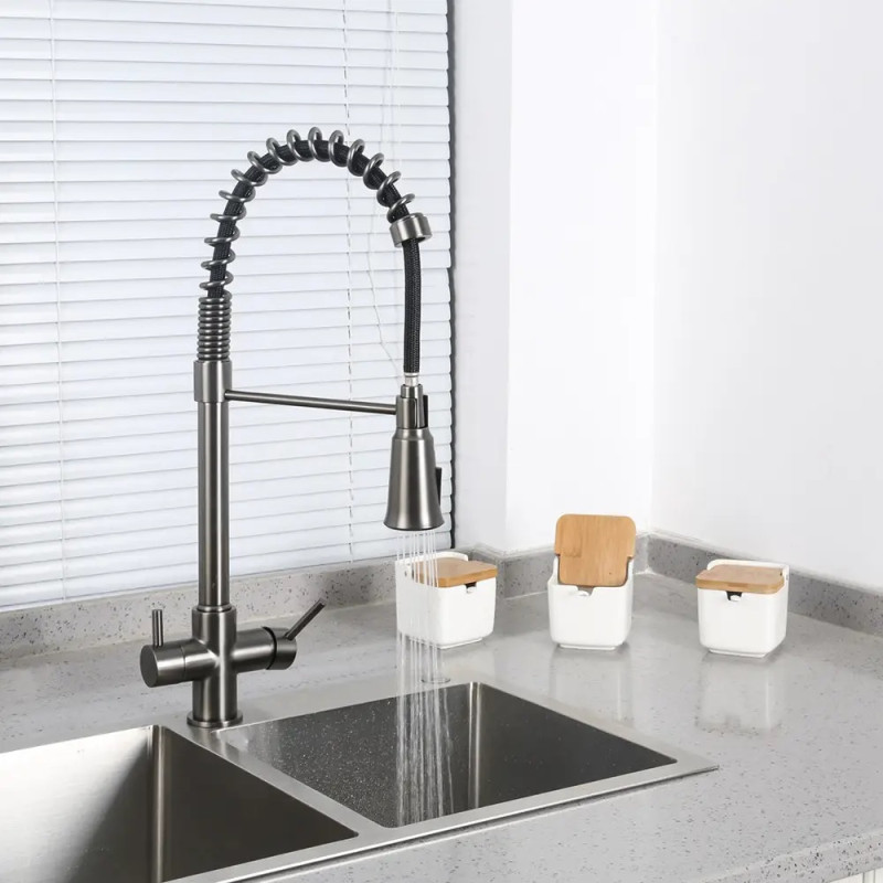 G4398-69 кухня под осмос одновес. выс. силикон. излил лат. шпилька Ø35 (серый Gungrey) {8/1}