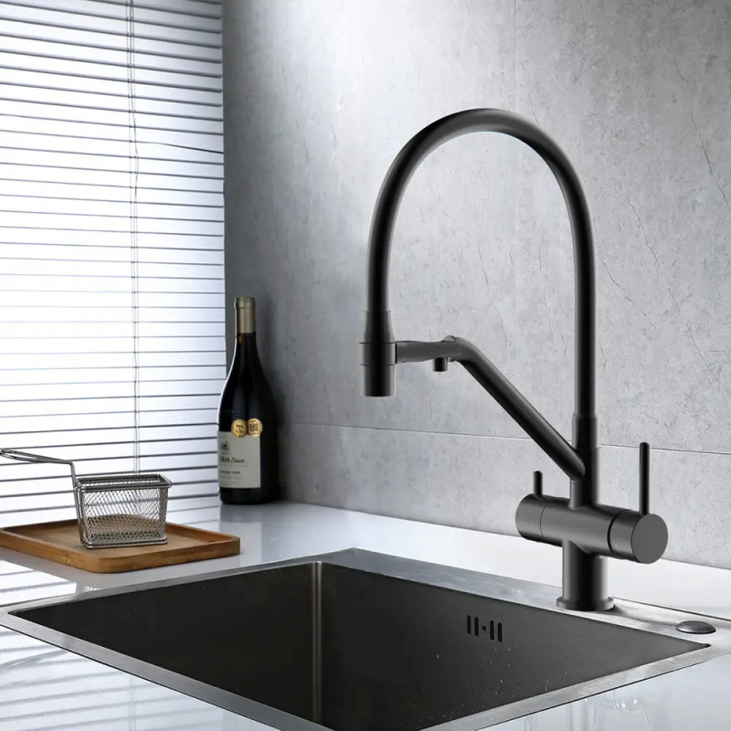 Смеситель для кухни с подключением фильтра GAPPO G4398-89, оружейная сталь.