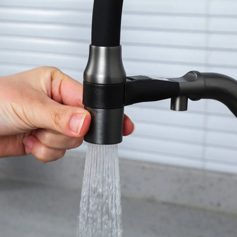 Смеситель для кухни с подключением фильтра GAPPO G4398-89, оружейная сталь.