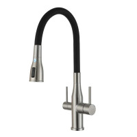 G4399-65 кухня під осмос одноваж. вис. силікон. вилив нерж. сталь гайка Ø35 (сатин) {8/1}