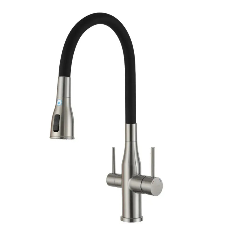 G4399-65 кухня под осмос одновес. выс. силикон. излил нерж. сталь гайка Ø35 (сатин) {8/1}