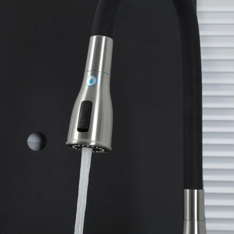 G4399-65 кухня под осмос одновес. выс. силикон. излил нерж. сталь гайка Ø35 (сатин) {8/1}