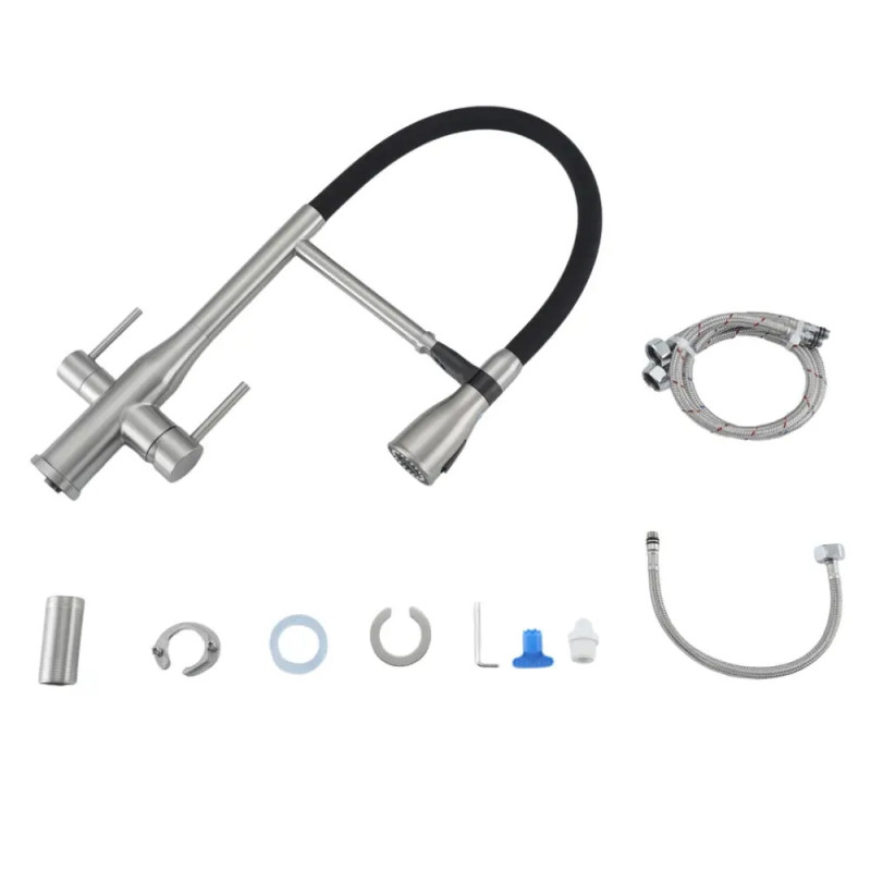 Змішувач для кухні Gappo G4399-75 під осмос, нержавіюча сталь (сатин/чорний)