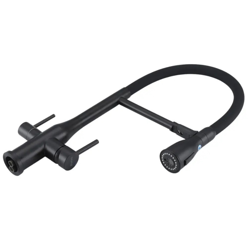 G4399-76 кухня под осмос одновес. выс. силикон. излил нерж. сталь гайка Ø35 (черный) {8/1}