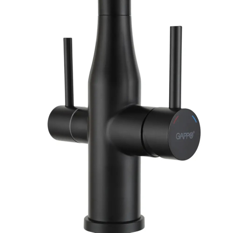 G4399-76 кухня под осмос одновес. выс. силикон. излил нерж. сталь гайка Ø35 (черный) {8/1}