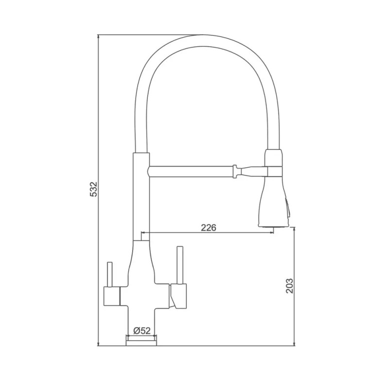 G4399-76 кухня под осмос одновес. выс. силикон. излил нерж. сталь гайка Ø35 (черный) {8/1}