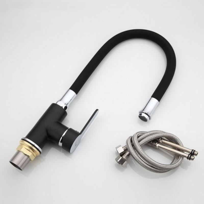 Смеситель для кухни Frap F4042 с гибким изливом, черный/хром