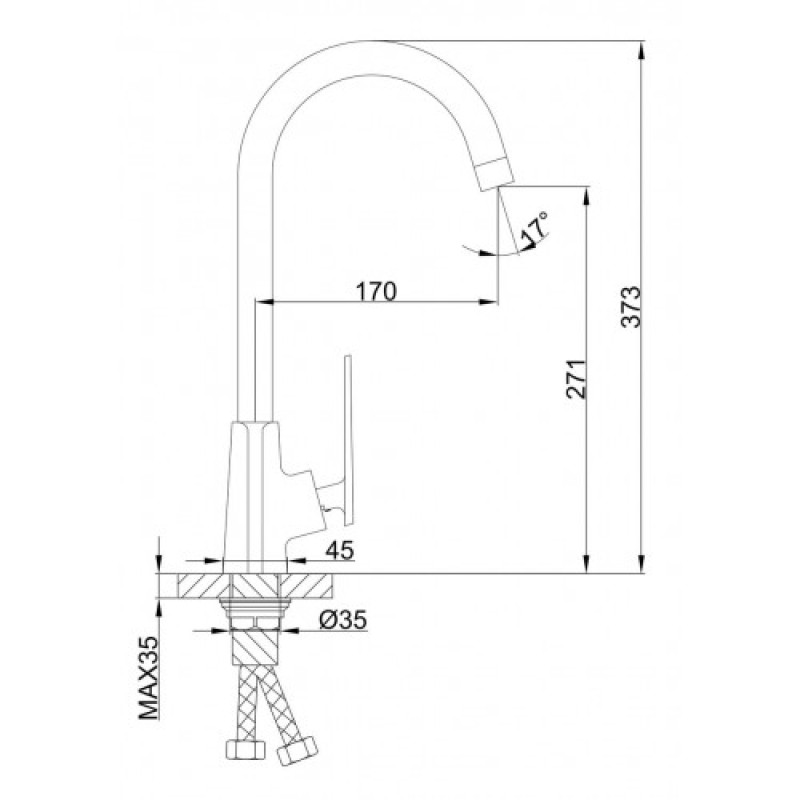 Смеситель для кухни Frap F4057, черный/хром