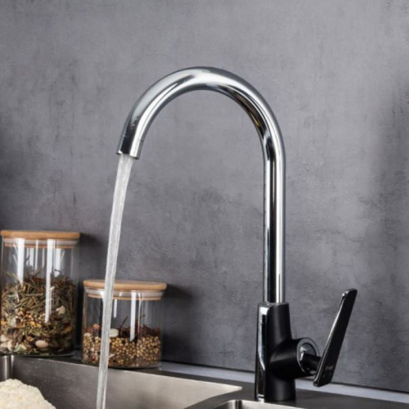 Смеситель для кухни Frap F4057, черный/хром