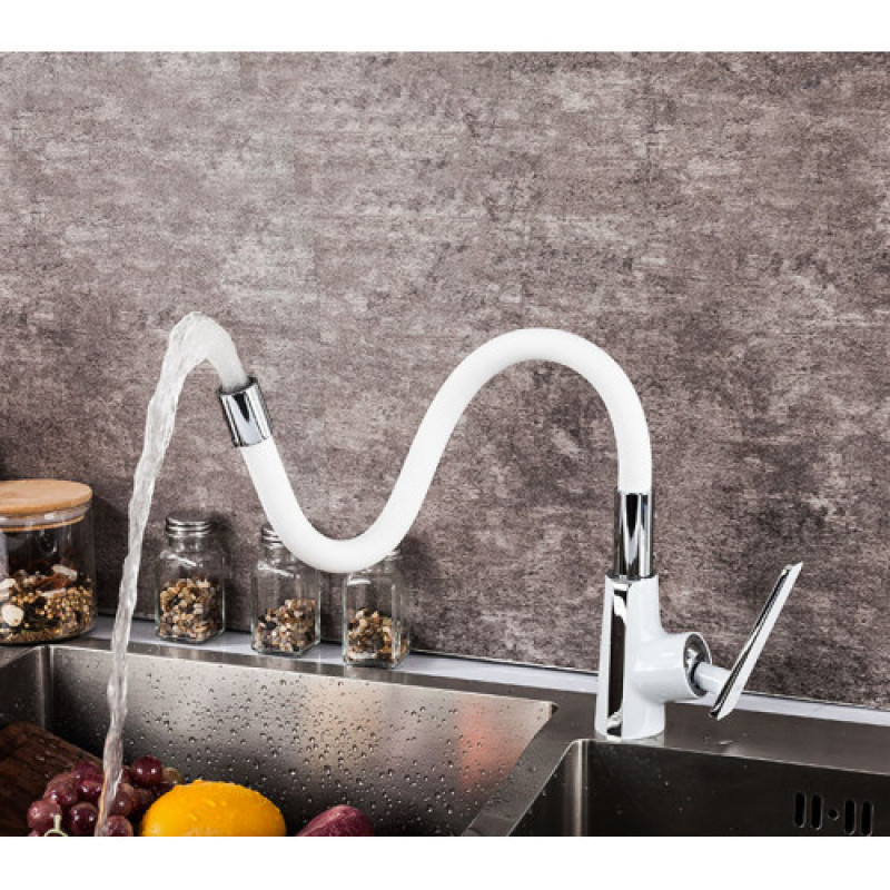 Змішувач для кухні Frap F4458, білий/хром