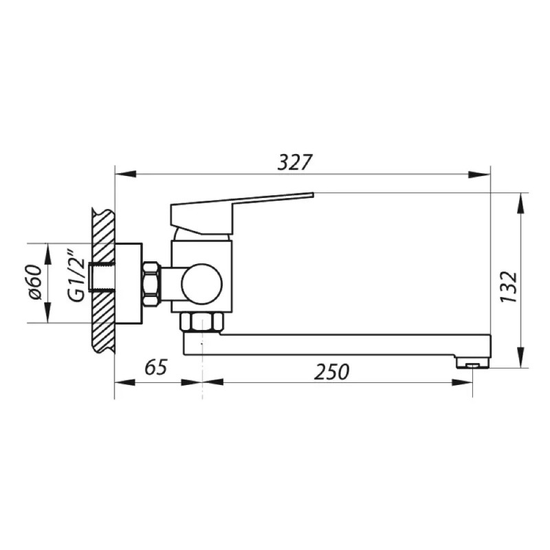 Змішувач настінний для кухні WEZER EKO12-01, нержавіюча сталь