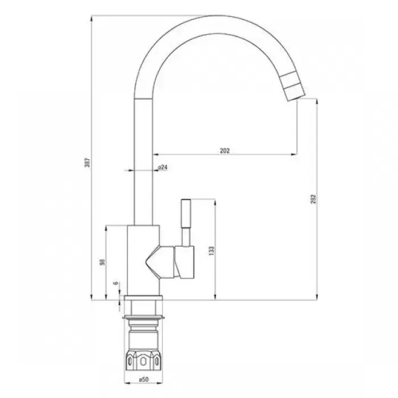 Змішувач для кухні WEZER EKO4A-01, нержавіюча сталь