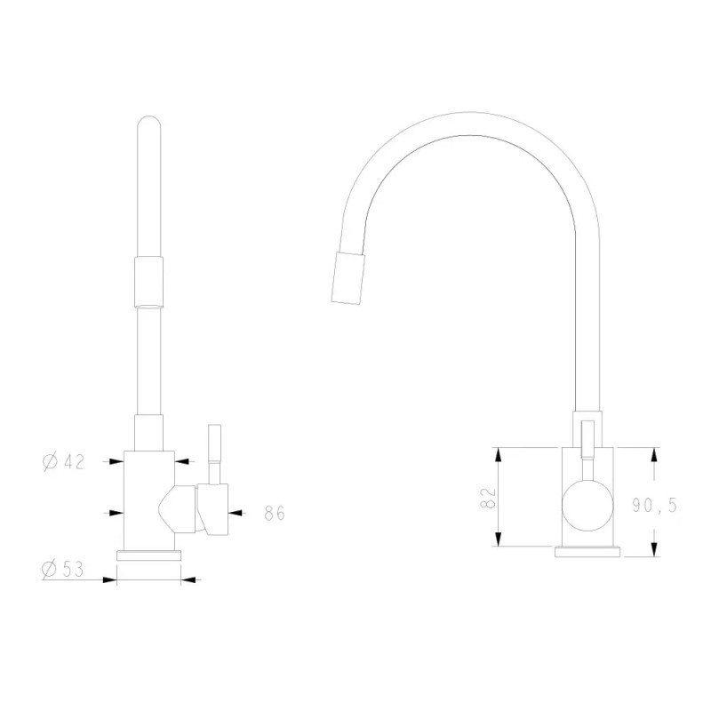 Змішувач для кухні з гнучким виливом Wezer EKO4E-01-BLACK