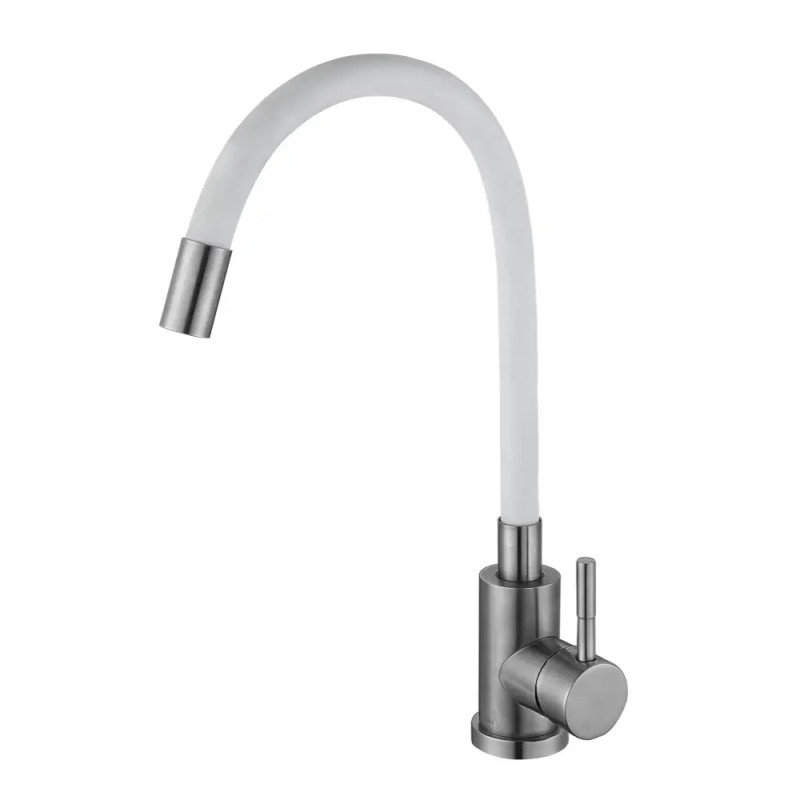 Змішувач для кухні WEZER EKO4X-01W з гнучким виливом, білий