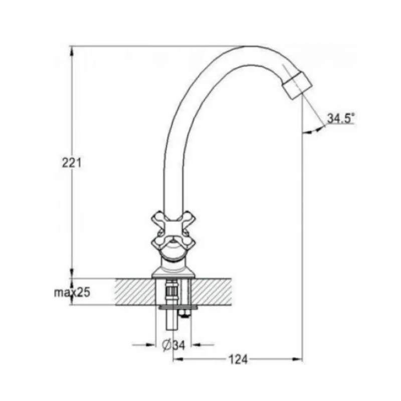 Змішувач для кухні WEZER JIK4-102, хром