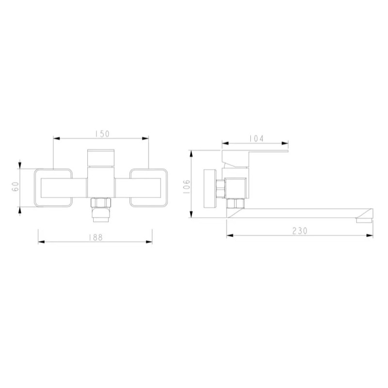 Змішувач настінний для кухні WEZER PRO12-02, нержавіюча сталь