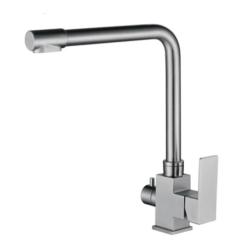 Смеситель для кухни на две воды WEZER PRO4C-02, нержавеющая сталь.