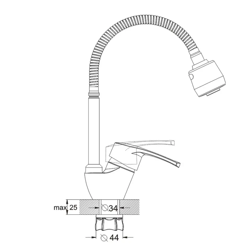 Змішувач для кухні WEZER YUB4-R279 з рефлекторним виливом