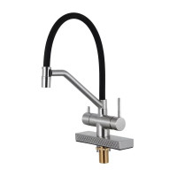 Змішувач для кухні GAPPO G4098-5 (гнучкий вилив, з водоспадом,сатин)