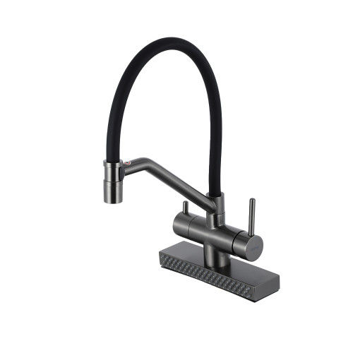 Смеситель для кухни GAPPO G4098-9 (с водопадом, gungrey)