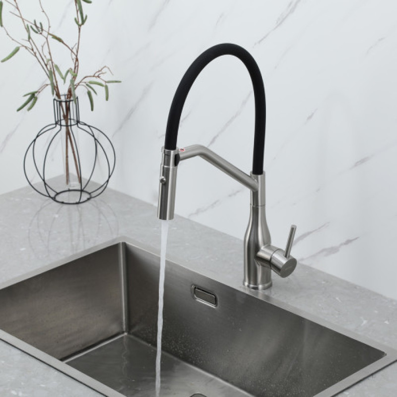 Змішувач для кухні Gappo G4098-15 (нержавіюча сталь, сатин) 