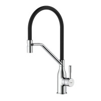 Кухонний змішувач Frap F4497 (одноваж. силікон. вилив, лат. корп. гайка Ø35, хром) 