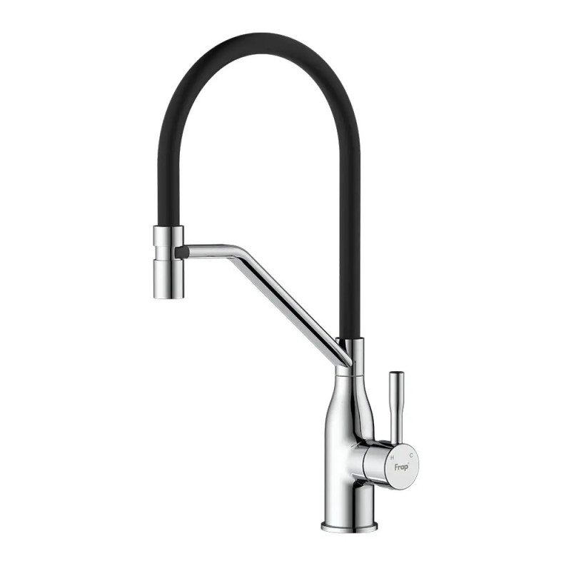 Кухонный смеситель Frap F4497 (однорыч. силикон. излив, лат. корп. Ø35, хром)