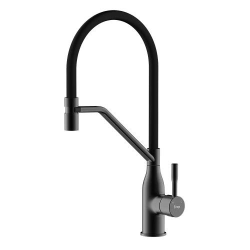 Кухонный смеситель Frap F4497-6 (однорыч., силикон. излив, лат. корп., Ø35, черный)