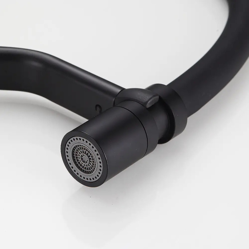 Кухонний змішувач Frap F4497-6 (одноваж., силікон. вилив, лат. корп., Ø35, чорний)