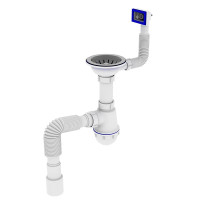 Сифон для кухні Zerix SK-02-A 3 1/2"x40  з різьбовим випуском та гнучким прямокутним переливом 