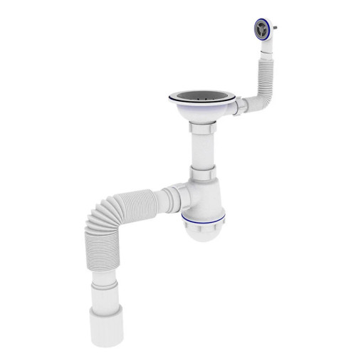 Сифон для кухні Zerix SK-02-C 3 1/2"x40 з різьбовим випуском та круглим переливом 