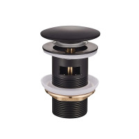 Донний клапан для умивальника Mixxus POP-UP-03 Black 1 1/4'' (MI6139) з переливом, кнопка 