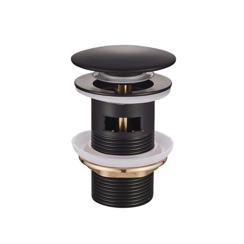 Донний клапан для умивальника Mixxus POP-UP-03 Black 1 1/4'' (MI6139) з переливом, кнопка 