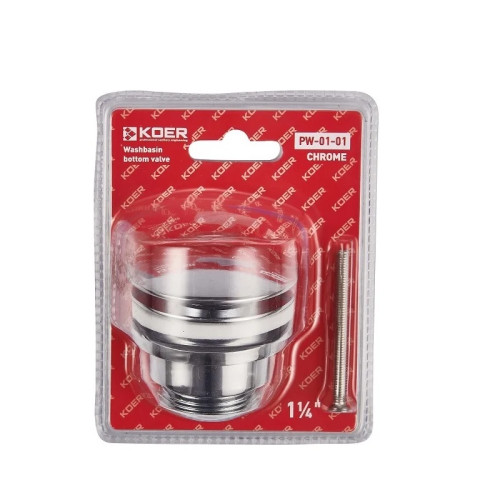 Донный клапан для умывальника Koer PW-01-01 1 1/4'' (KR3400) кнопка, хром